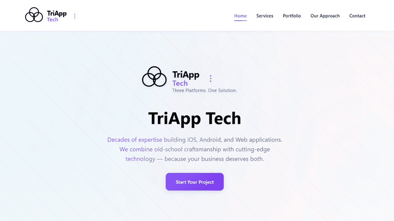TriApp Tech homepage screenshot